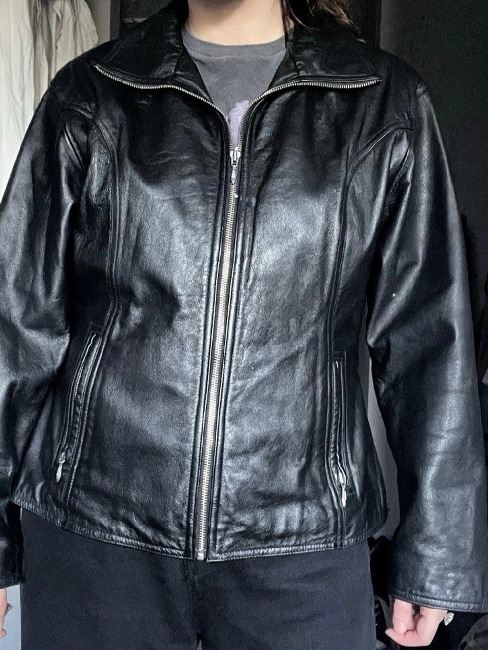Black genuine leather jacket